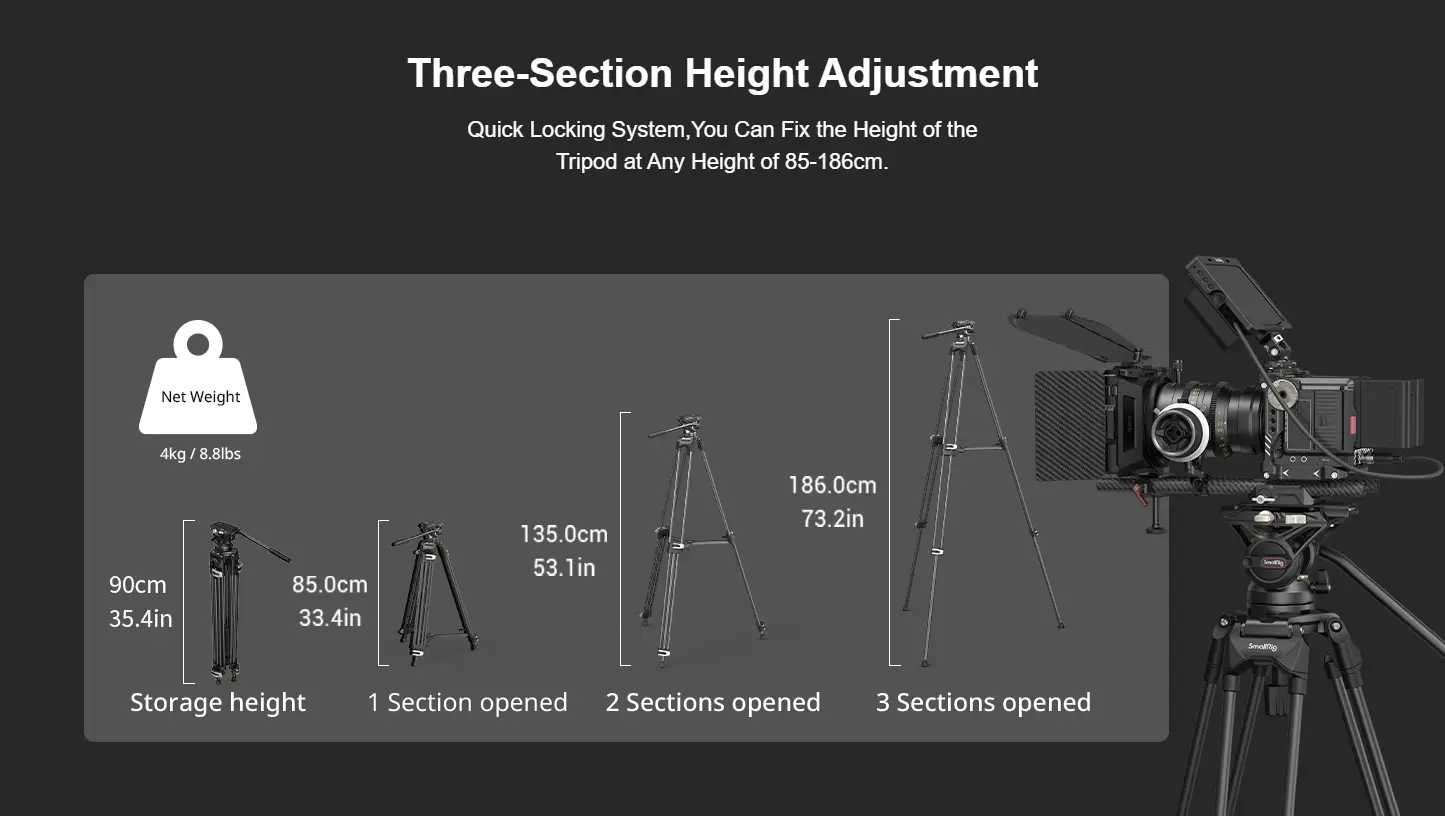 SmallRig Heavy-Duty Fluid Head Tripod