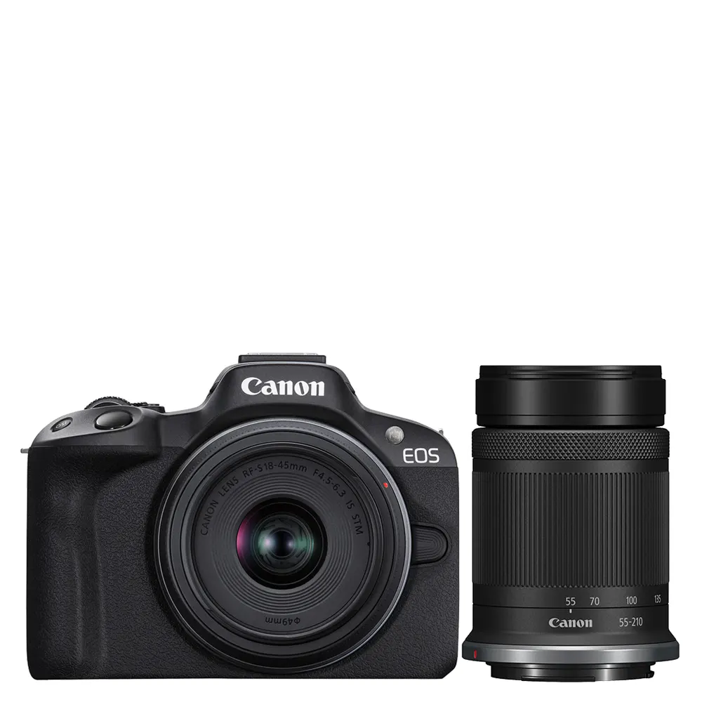 Canon EOS R50 + RF-S 18-45mm + RF-S 55-210mm f/5-7.1 IS STM (Black)
