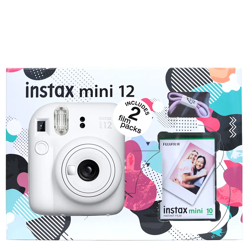 Fujifilm Instax Mini 12 Instant Camera Combo (Clay White) - 2 Film Packs