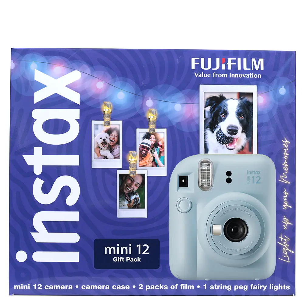 Fujifilm Instax Mini 12 Instant Camera Combo (Pastel Blue) - Case + 1 Film Pack