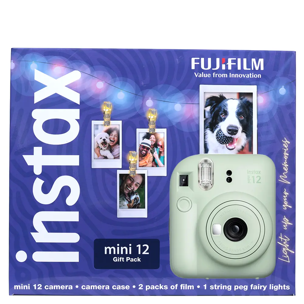 Fujifilm Instax Mini 12 Instant Camera Combo (Mint Green) - Case + 1 Film Pack