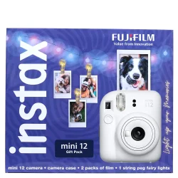 Fujifilm Instax Mini 12 Instant Camera Combo (Clay White) - Case + 1 Film Pack