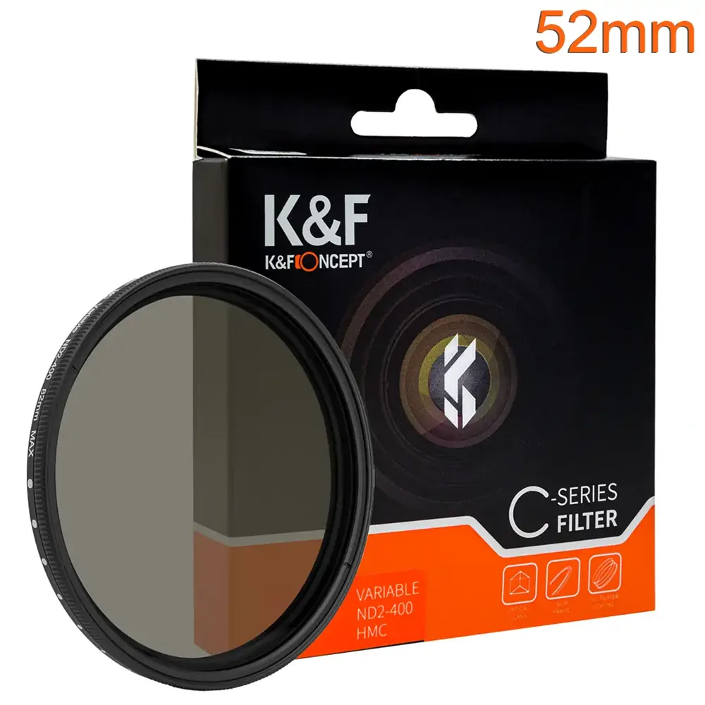 K&F 52mm Variable ND Filter; ND2-ND400 from 1 to 8 F-Stops