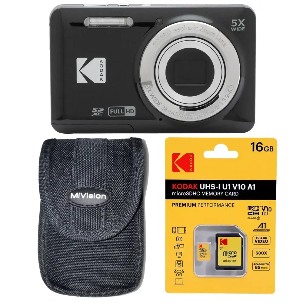 Kodak Pixpro FZ55 Digital Compact Camera Bundle - Black