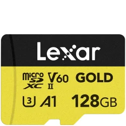 Lexar 128GB Gold MicroSD Memory Card - MEMLXSDMGOLD128