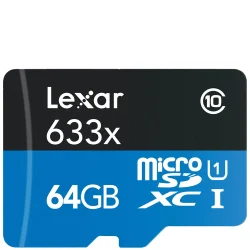 Lexar 64GB Blue 633x MicroSD Memory Card - MEMLXSDM63364