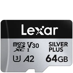 Lexar 64GB Silver Plus MicroSD Memory Card - MEMLXSDMSLPL64