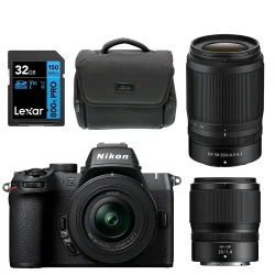 Nikon Z50 II Trip Kit: 16-50mm f/3.5-6.3 + 50-250mm f/4.5-6.3 + 35mm f/1.4 Lens + Bag + Card