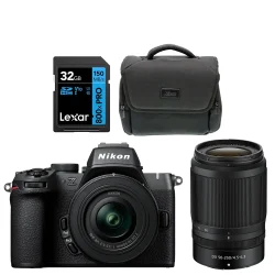 Nikon Z50 II Twin Kit: 16-50mm f/3.5-6.3 VR DX + 50-250mm f/4.5-6.3 VR DX Lens + Bag + Card